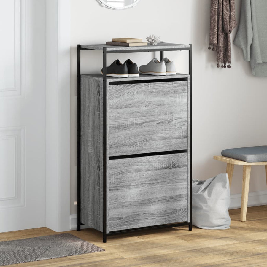Schoenenkast Bewerkt Hout Eikenkleur 60 x 34 x 112 cm Grijs sonoma
