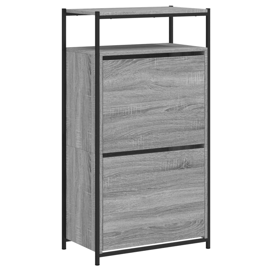 Schoenenkast Bewerkt Hout Eikenkleur 60 x 34 x 112 cm Grijs sonoma