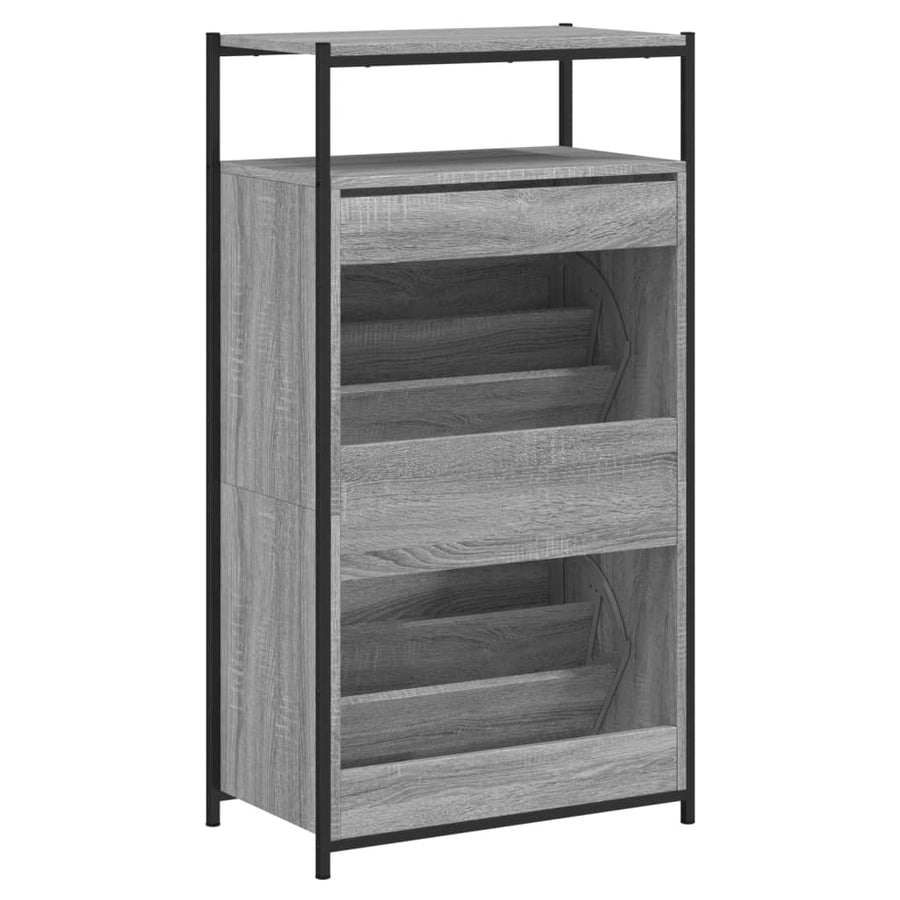 Schoenenkast Bewerkt Hout Eikenkleur 60 x 34 x 112 cm Grijs sonoma