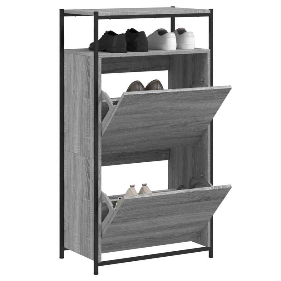 Schoenenkast Bewerkt Hout Eikenkleur 60 x 34 x 112 cm Grijs sonoma