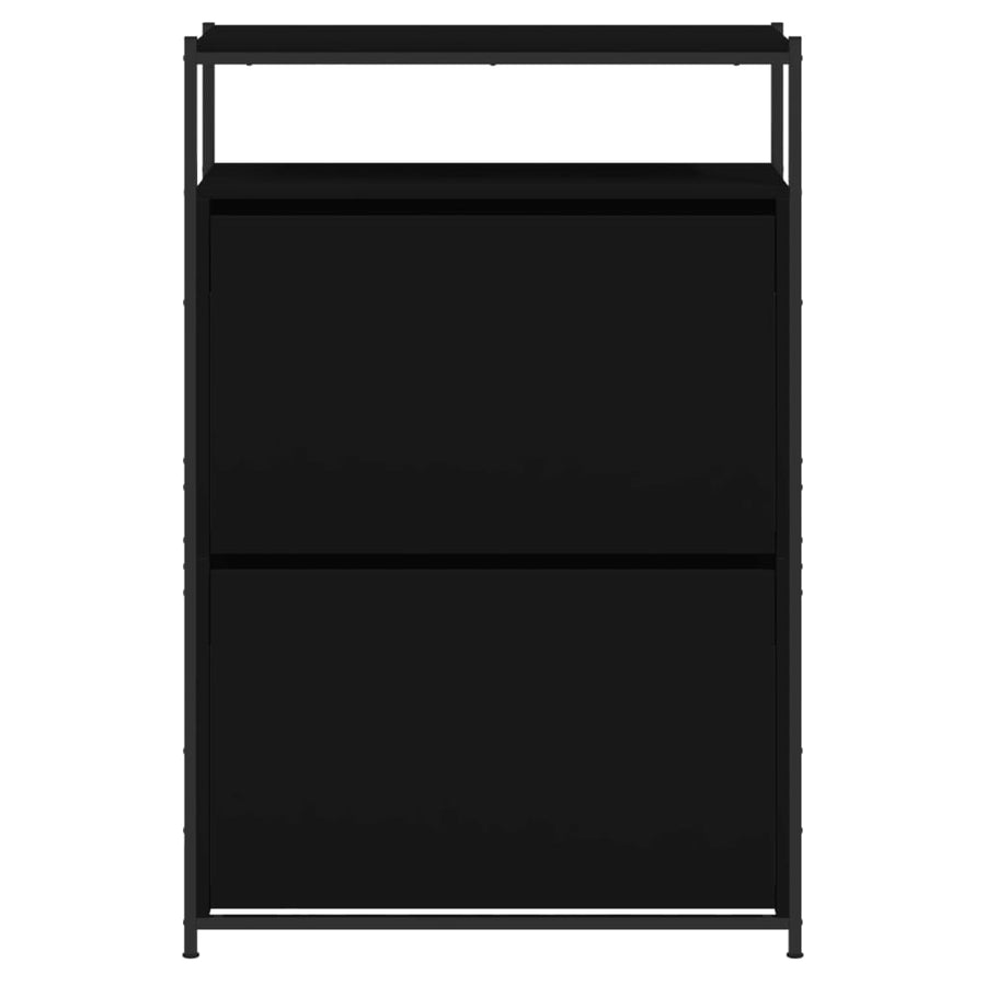 Schoenenkast Bewerkt Hout 75 x 34 x 112 cm Zwart