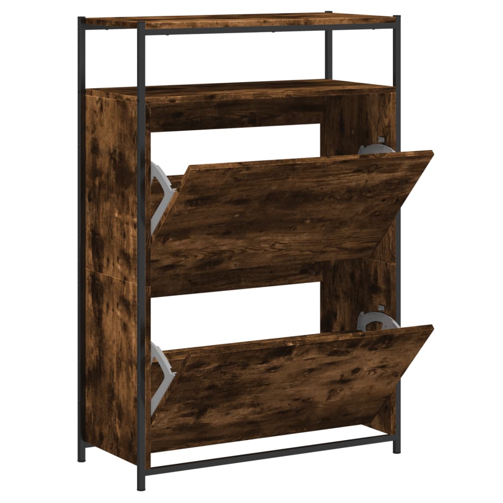 Schoenenkast Bewerkt Hout Kleurig 75 x 34 x 112 cm Gerookt eiken