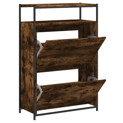 Schoenenkast Bewerkt Hout Kleurig 75 x 34 x 112 cm Gerookt eiken