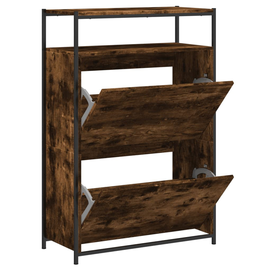 Schoenenkast Bewerkt Hout Kleurig 75 x 34 x 112 cm Gerookt eiken