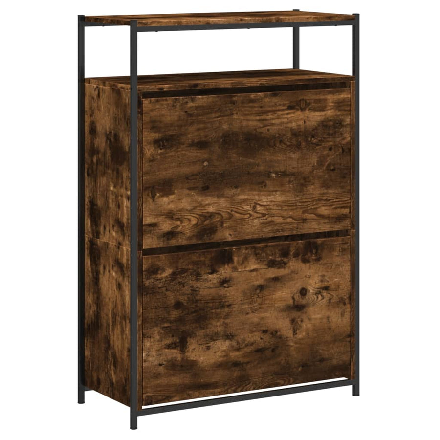 Schoenenkast Bewerkt Hout Kleurig 75 x 34 x 112 cm Gerookt eiken