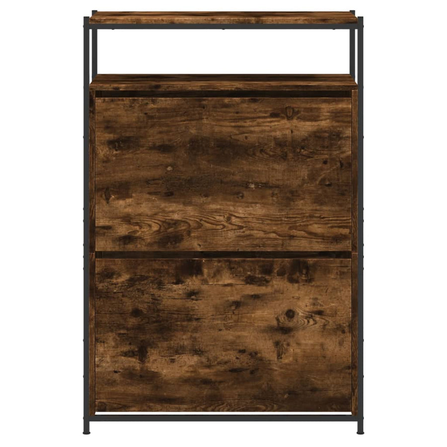 Schoenenkast Bewerkt Hout Kleurig 75 x 34 x 112 cm Gerookt eiken