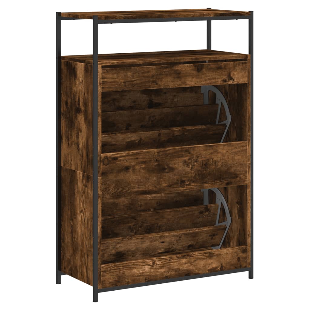 Schoenenkast Bewerkt Hout Kleurig 75 x 34 x 112 cm Gerookt eiken