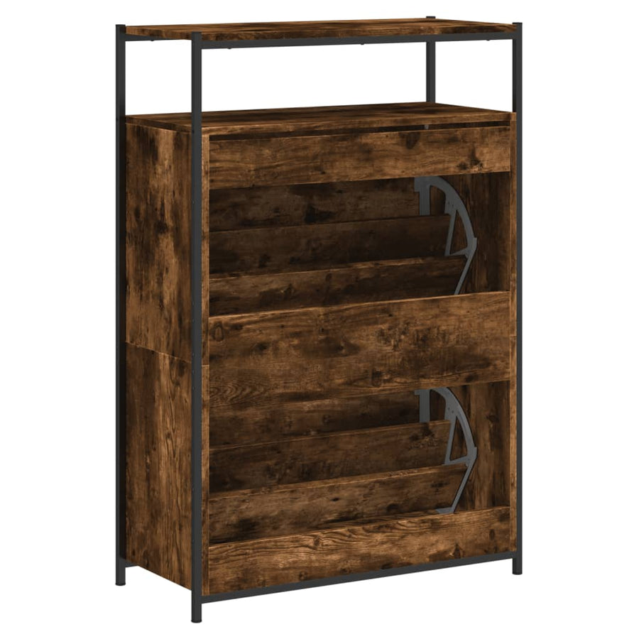 Schoenenkast Bewerkt Hout Kleurig 75 x 34 x 112 cm Gerookt eiken