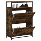 Shoe cabinet 75x34x112 cm engineered wood smoked oak-coloured