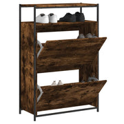 Schoenenkast 75x34x112 cm bewerkt hout gerookt eiken