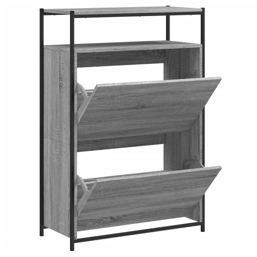 Schoenenkast Bewerkt Hout Eikenkleur 75 x 34 x 112 cm Grijs sonoma