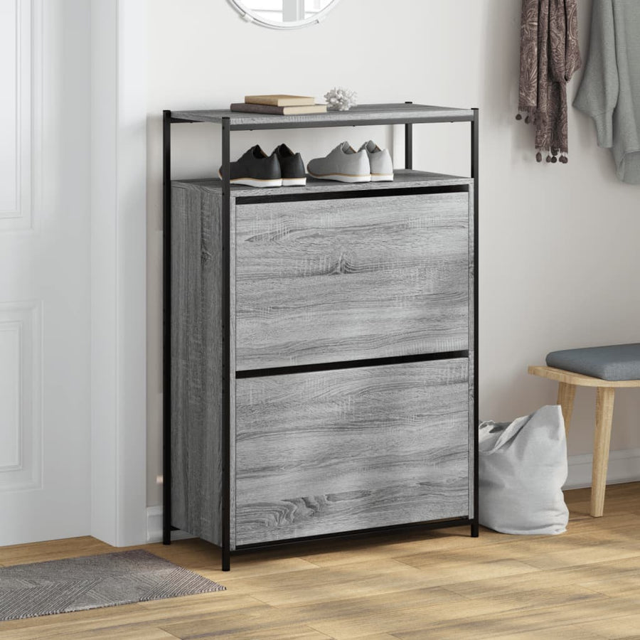 Schoenenkast Bewerkt Hout Eikenkleur 75 x 34 x 112 cm Grijs sonoma