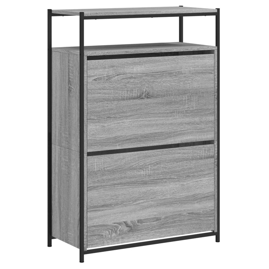 Schoenenkast Bewerkt Hout Eikenkleur 75 x 34 x 112 cm Grijs sonoma