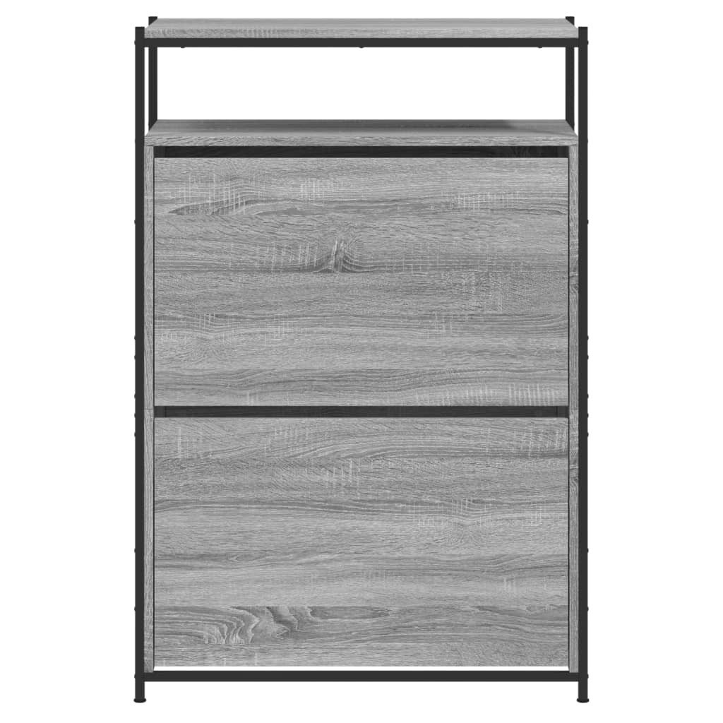 Schoenenkast Bewerkt Hout Eikenkleur 75 x 34 x 112 cm Grijs sonoma
