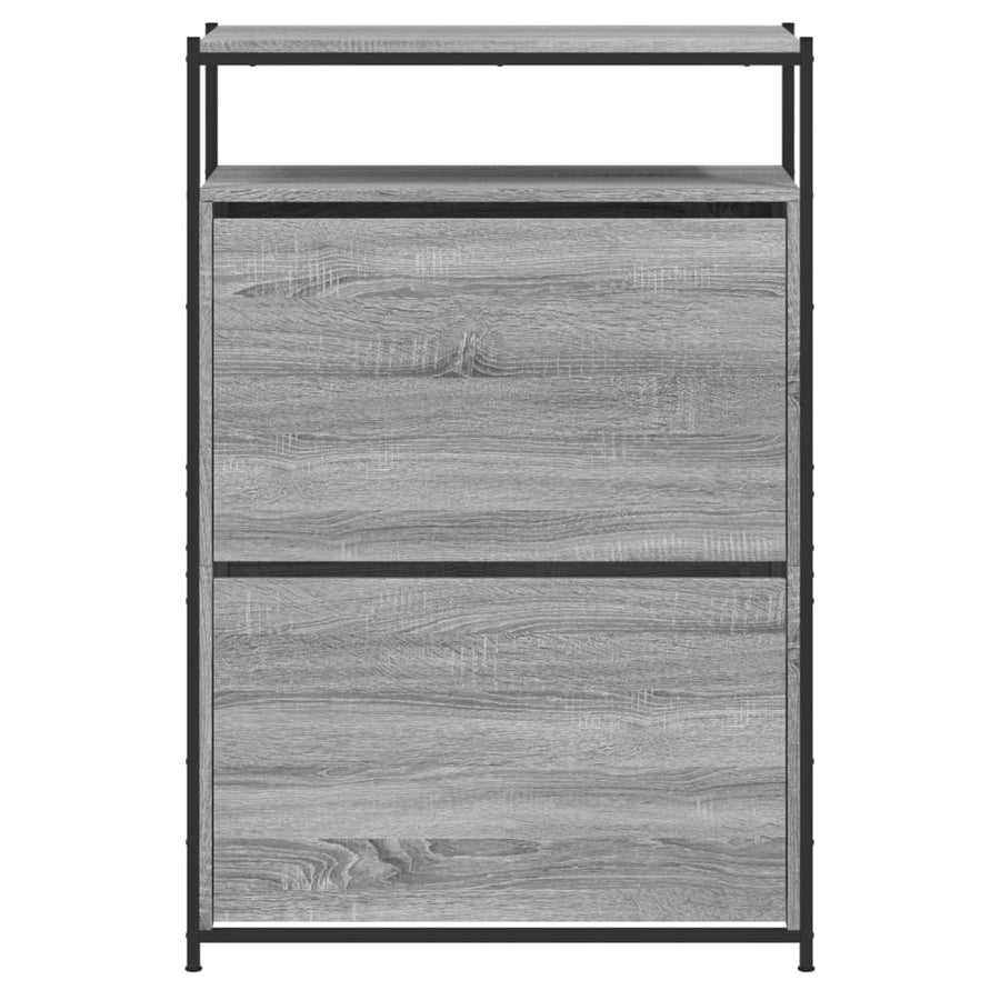 Schoenenkast Bewerkt Hout Eikenkleur 75 x 34 x 112 cm Grijs sonoma
