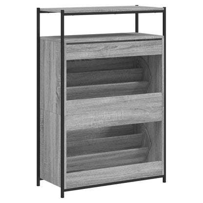 Schoenenkast Bewerkt Hout Eikenkleur 75 x 34 x 112 cm Grijs sonoma