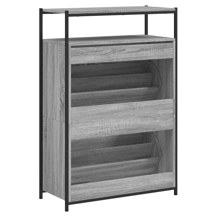 Schoenenkast Bewerkt Hout Eikenkleur 75 x 34 x 112 cm Grijs sonoma