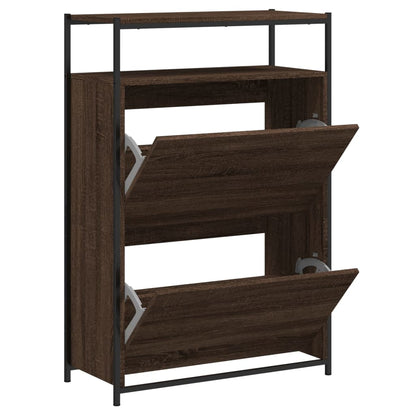 Schoenenkast Bewerkt Hout Bruineikenkleurig 75 x 34 x 112 cm bruin eikenkleur