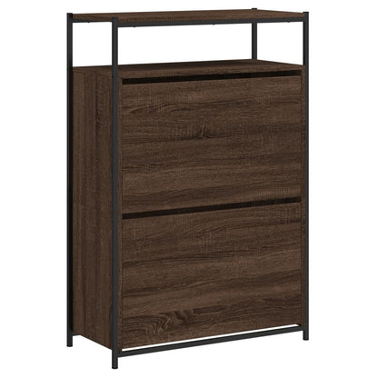 Schoenenkast Bewerkt Hout Bruineikenkleurig 75 x 34 x 112 cm bruin eikenkleur