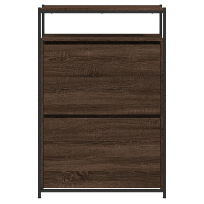 Schoenenkast Bewerkt Hout Bruineikenkleurig 75 x 34 x 112 cm bruin eikenkleur