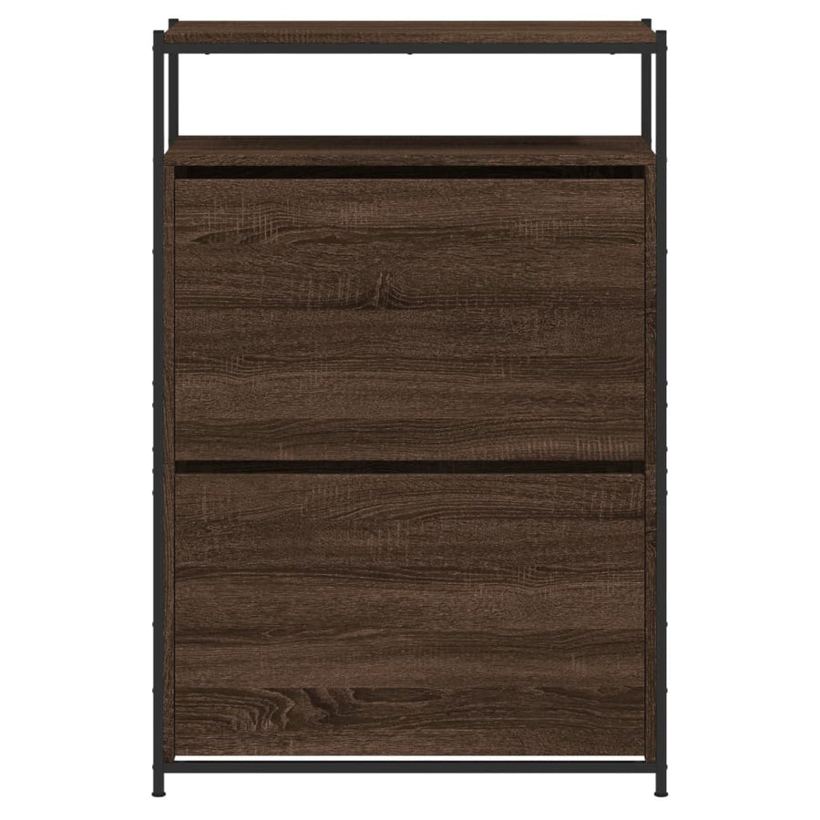 Schoenenkast Bewerkt Hout Bruineikenkleurig 75 x 34 x 112 cm bruin eikenkleur