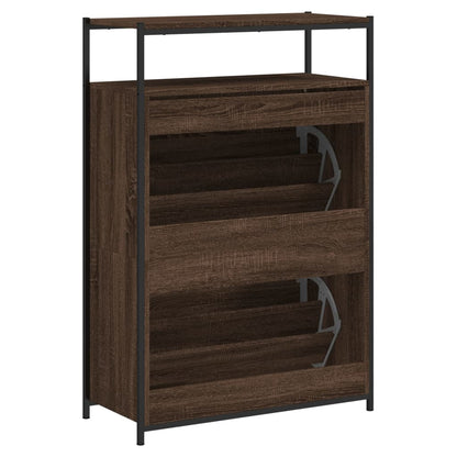 Schoenenkast Bewerkt Hout Bruineikenkleurig 75 x 34 x 112 cm bruin eikenkleur