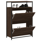 Schoenenkast 75x34x112 cm bewerkt hout bruineiken