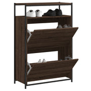 Schoenenkast 75x34x112 cm bewerkt hout bruineiken