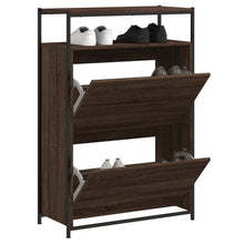 Schoenenkast Bewerkt Hout Bruineikenkleurig 75 x 34 x 112 cm bruin eikenkleur