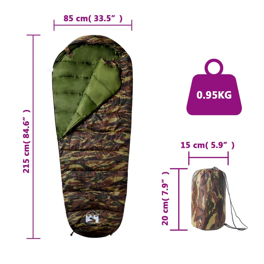 Slaapzak Mummie Voor Volwassenen Camping 3 Seizoenen Camouflage