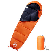Slaapzak mummie 180x63 cm 3 seizoenen oranje zwart