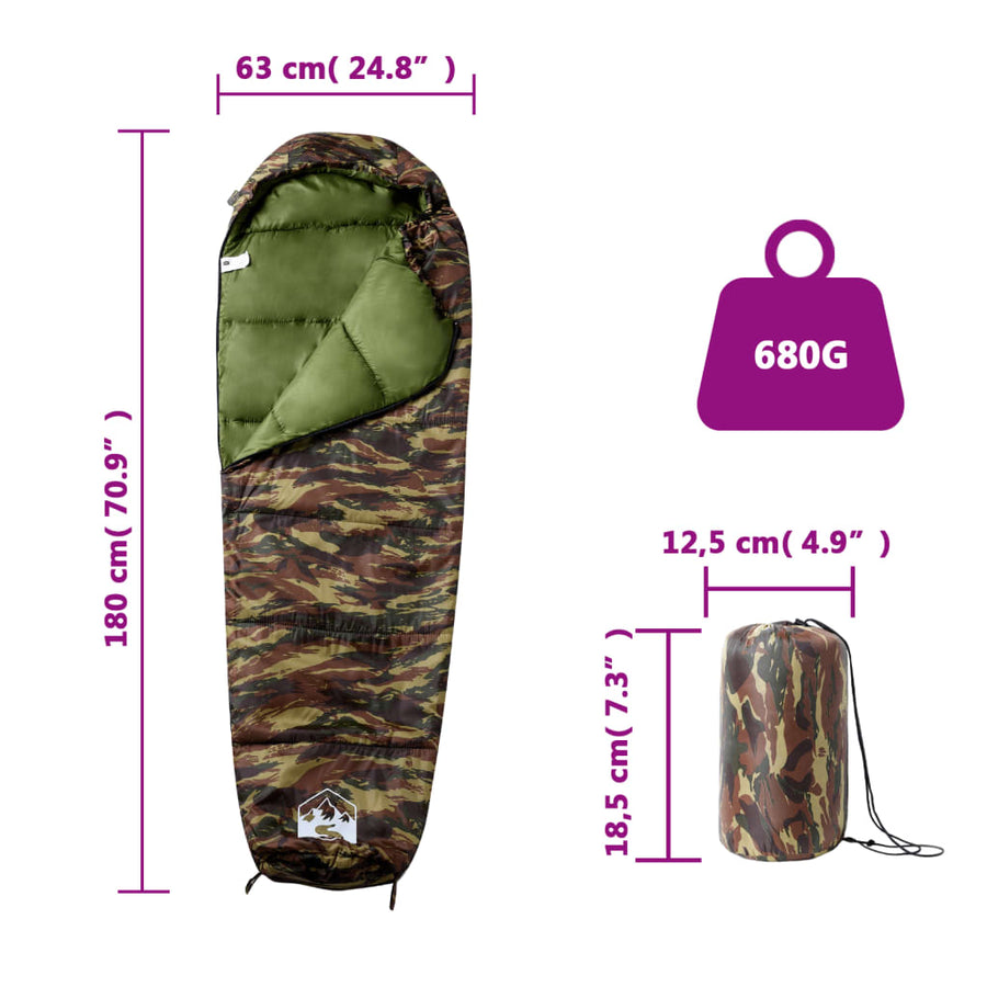 Slaapzak Mummie Voor Volwassenen 3 Seizoenen Camouflage