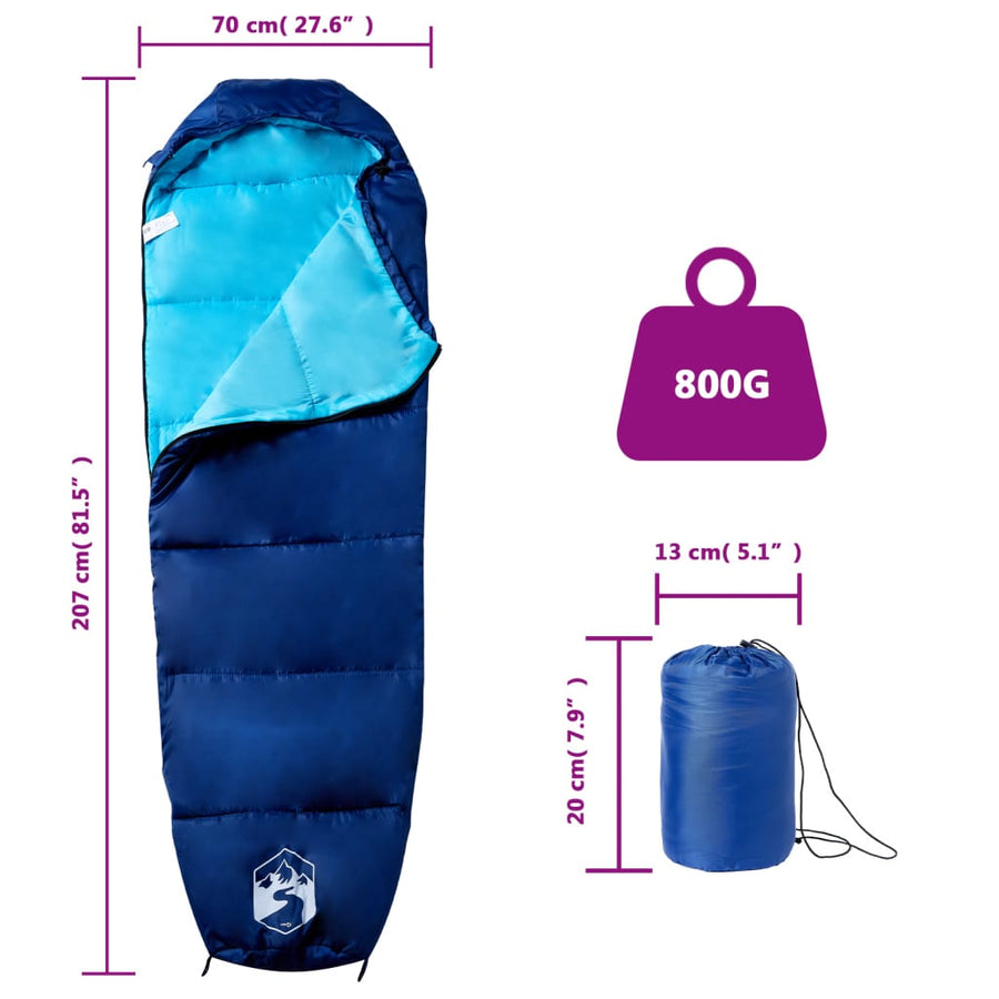 Slaapzak Mummie Voor Volwassenen Camping 3 Seizoenen marineblauw en blauw