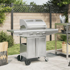 Gasbarbecue 4 branders roestvrij staal 126x54x109 cm