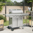 Gasbarbecue 5 branders roestvrij staal 136,5 cm