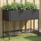 Poly rattan black planter with shelf
