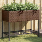 Plantenbak met schap poly rattan 90x40x75 cm bruin