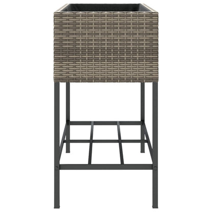 Plantenbak met schap poly rattan grijs
