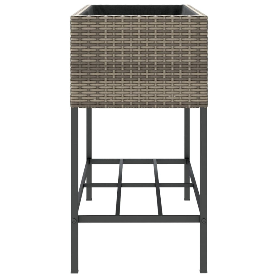 Plantenbak met schap poly rattan grijs