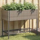 Plantenbak met schap poly rattan grijs 90x40x75 cm
