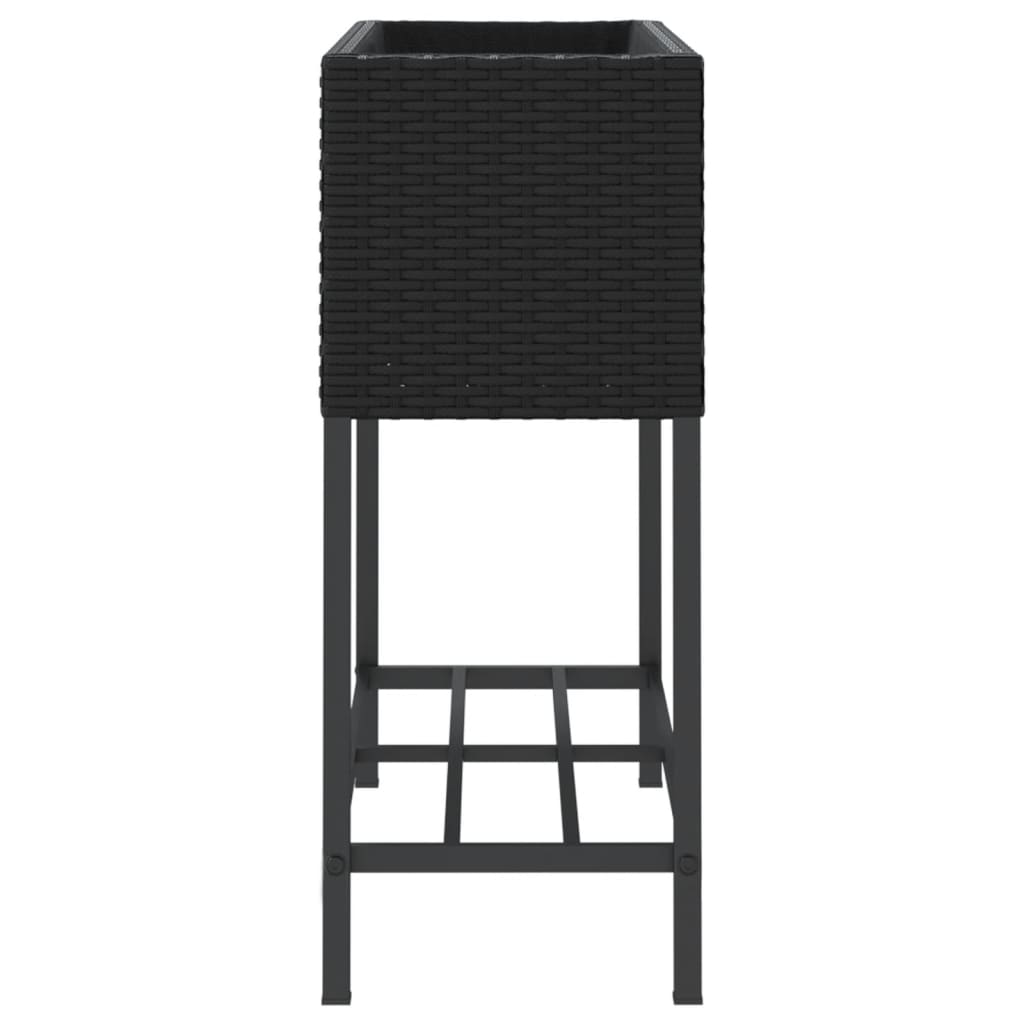 Plantenbak met schap poly rattan zwart