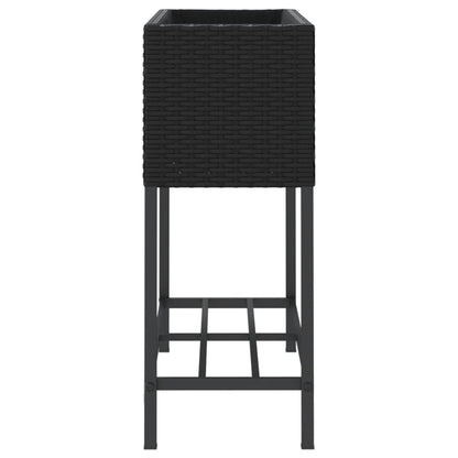 Plantenbak met schap poly rattan zwart