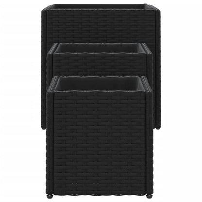Plantenbakken 3 st poly rattan zwart
