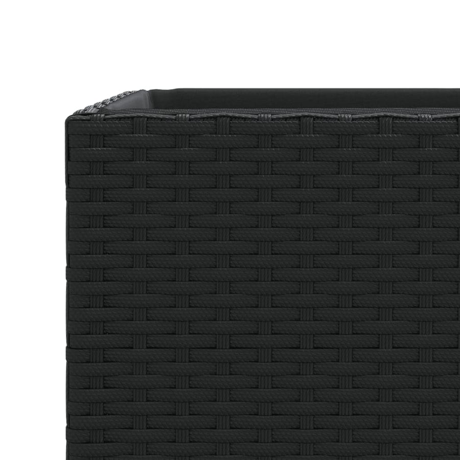 Plantenbakken 3 st poly rattan zwart