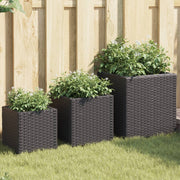 Plantenbakken set 3 stuks poly rattan zwart