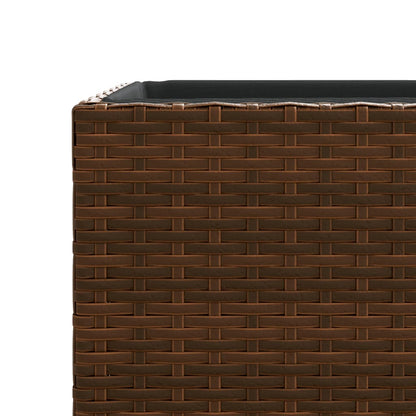 Plantenbakken 3 st poly rattan bruin