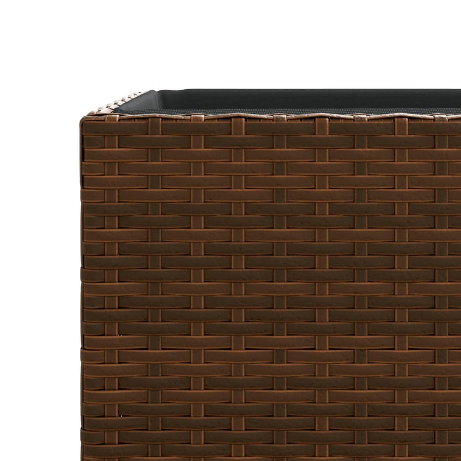 Plantenbakken 3 st poly rattan bruin