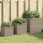 Plantenbakken set poly rattan grijs 3 stuks