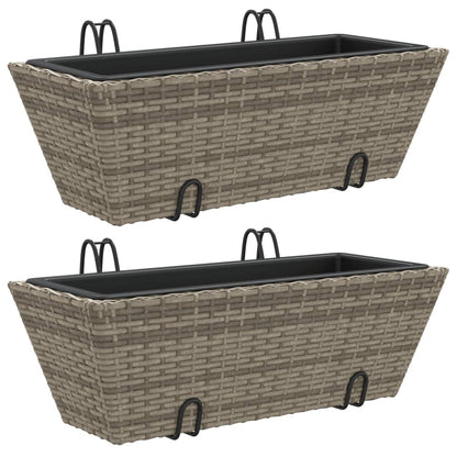 Plantenbakken 2 St Met Haken Poly Rattan 54 x 22 x 18 cm