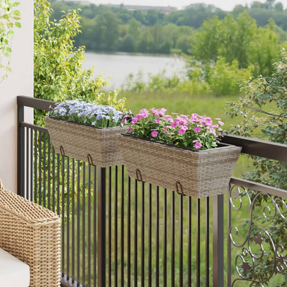 Plantenbakken 2 St Met Haken Poly Rattan 54 x 22 x 18 cm
